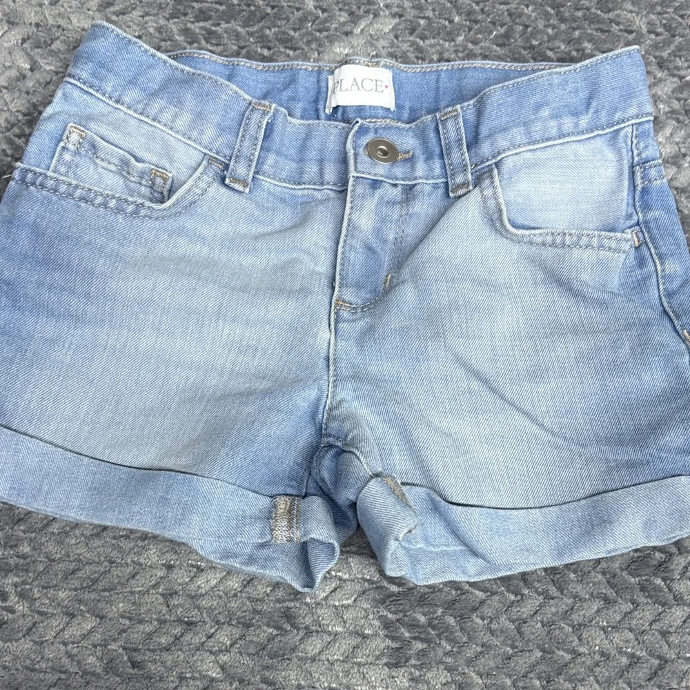 The Children's Place Girls Denim Shorts - Light Blue & Dark Blue